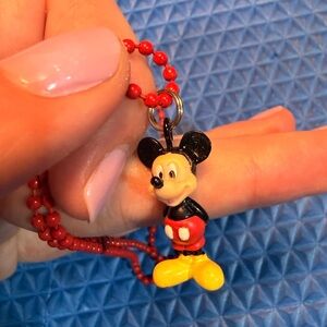 Vintage Mickey Mouse Red Beaded Necklace